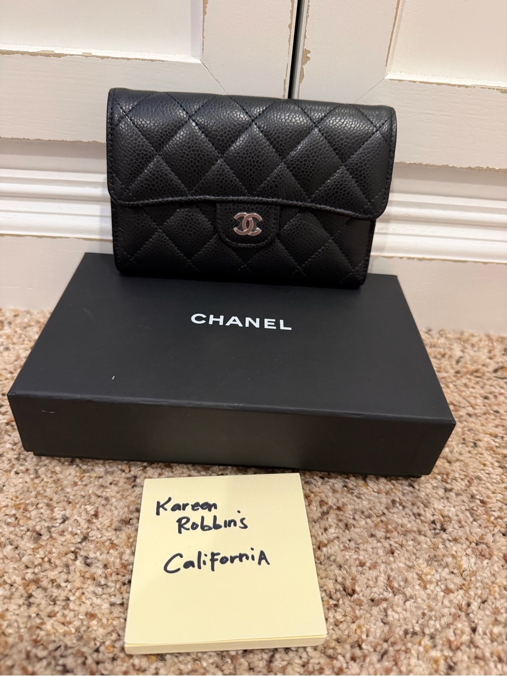 Chanel Black Quilted Leather Classic CC Logo